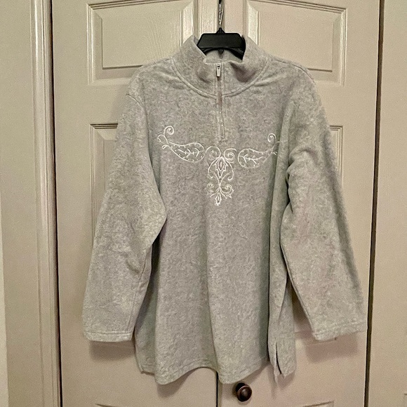 Just My Size Grey Fall Embroidered Fleece Pullover - Picture 1 of 7